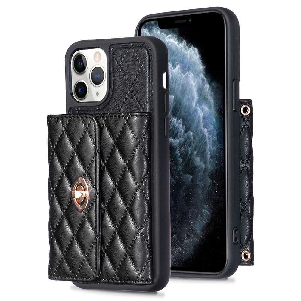 BF21 Phone Case for iPhone 11 Pro 5.8 inch PU Leather TPU Kickstand Card Holder Cover with Shoulder Strap BF21 Phone Case for iPhone 11 Pro 5.8 inch PU Leather TPU Kickstand Card Holder Cover with Shoulder Strap